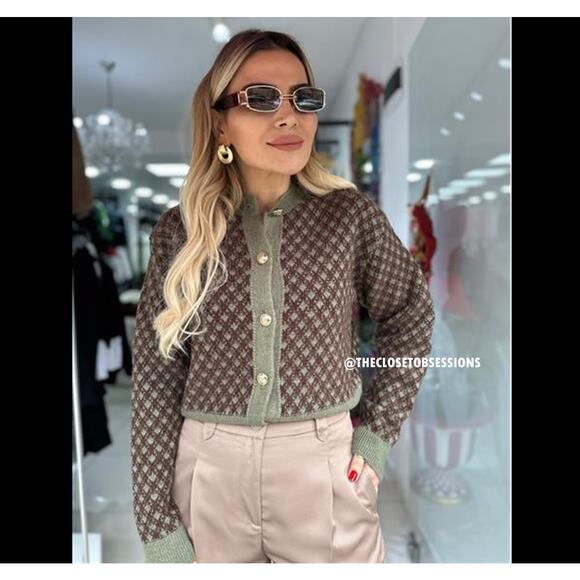 ZARA Rare Wool-Blend Knit Cardigan NWT – Gold Button Jacket – Size L - Picture 10 of 16